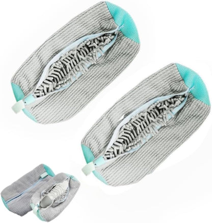 2 Pcs Shoe Washing Machine Bag Reusable Laundry Shoe Bag for Washer and Dryer Durable Shoe Bags for Traveling Tennis Sneaker Shoe Washing Bag ，Grey 2PCS
