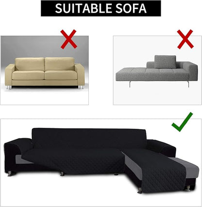Easy-Going L Shape Sofa Slipcover - Reversible Sectional Couch Cover - Furniture Protector for Pets & Kids (Small, Black/Black)