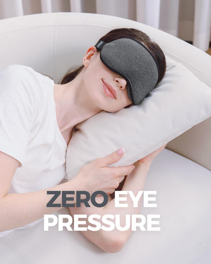 MZOO Luxury Sleep Mask for Back, Side Sleeper, Complete Light Blocking Sleeping Eye Mask Night Blindfold, 3D Zero Pressure & Spacious for Lash Extensions, Breathable Soft Eye Cover Flight Nap Travel