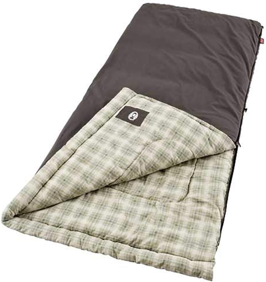 Coleman Heritage Big & Tall 10°F Flannel Sleeping Bag, XL Sleeping Bag Fits Adults up to 6ft 7in Tall, Machine Washable, Great for Camping, Hunting, Guests, & More