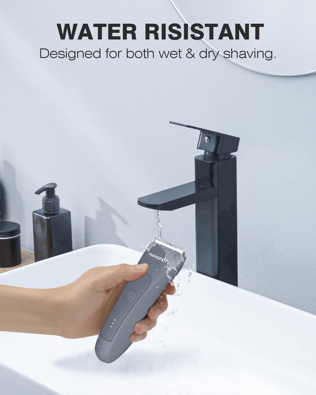 MANSPOT Electric Groin Hair Trimmer Hair Finishing Trimmers, Men's Shaving & Grooming Sets Kit with 4 Guards and Replaceable Ceramic Blade Heads,Waterproof Wet/Dry Trimmer,90 Minutes Shaving Tools