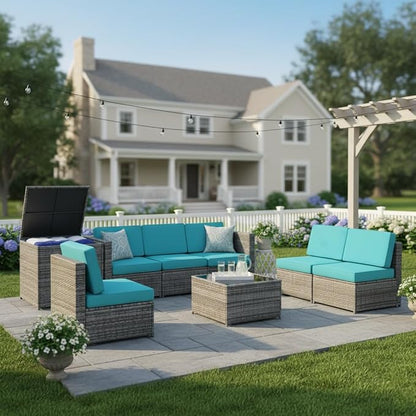 Tangkula 8 Pieces Wicker Patio Furniture Set