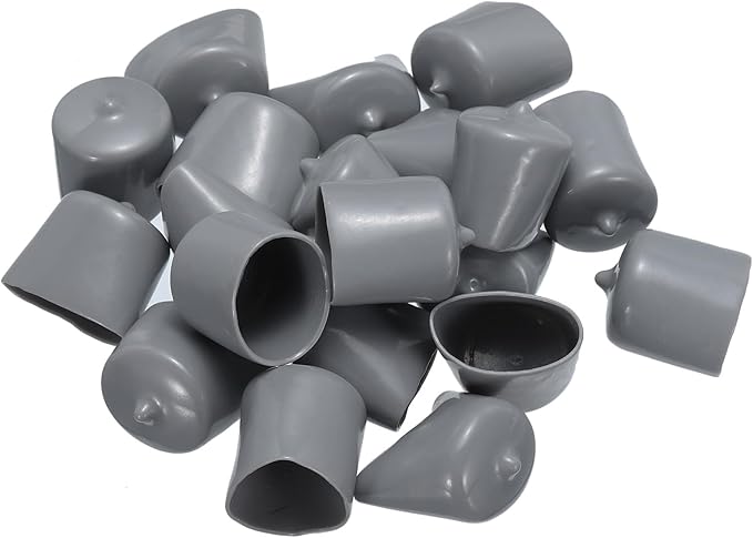 uxcell 20pcs Rubber End Caps 25mm(1") ID Vinyl PVC Round Tube Bolt Cap Cover Screw Thread Protectors Grey