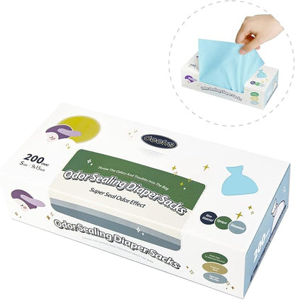 Odor Sealing Disposable Diaper Bags, 200 Count, Blue, Large Capacity, Unscented Diaper Trash Bags, Safety, Multiple Specifications, Wide Application, Easy to Use
