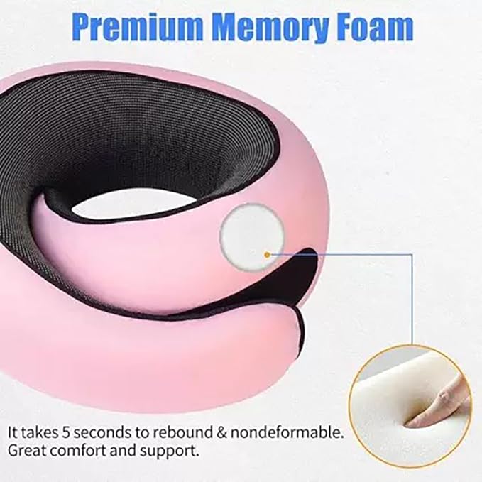 Travel Pillow, Travel Neck Pillow, 360 Degree Comfort and Breathability, Airplane Travel Neck Pillow, Stowable U-Shaped Pillow (Peach)