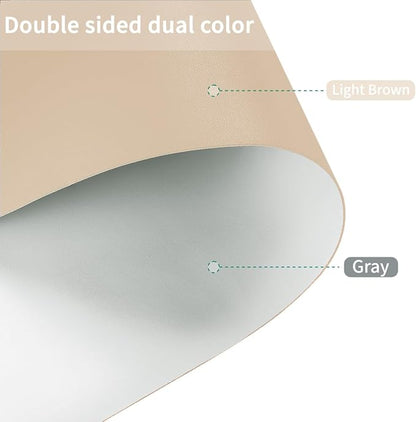 Leather Table Pad,1.8mm Thick,40x78 Inch,Dining Table Pad,Table Pads for Dining Room Table Rectangular,Table Pads for Dining Room Table,Dining Table Cover(Light Brown+Gray,40x78)