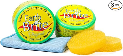 All Natural Multipurpose Cleaner for Bathroom, Floor, Kitchen and More | 300g Original Natural Clay Tub + Sponge (2-Pack) Includes Bonus Diamond Towel Cleaning Supplies Kit
