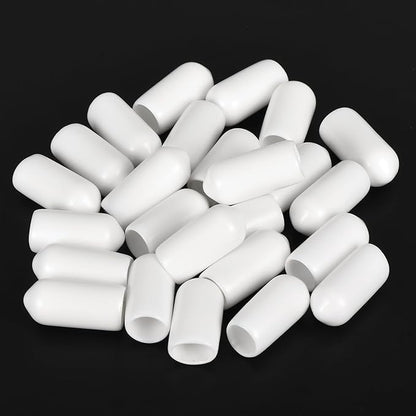 uxcell 20pcs Rubber End Caps 6.5mm ID Vinyl Round End Cap Cover Screw Thread Protectors White
