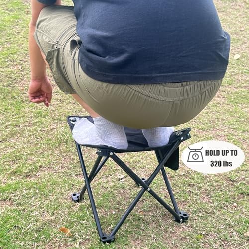 Opliy Camping Stool 2 Pack,13 Inch Portable Folding Stool for Outdoor Gardening and Beach Hiking Fishing,Foot Stool with Carry Bag (Black)
