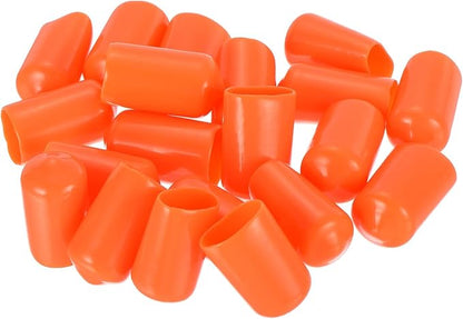 uxcell 20pcs Rubber End Caps 12mm(1/2 inch) ID Vinyl Round Tube Bolt Cap Cover Screw Thread Protectors Orange