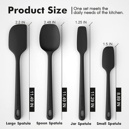 4 Pieces Silicone Spatula Set, Food Grade Rubber Spatula, Upgrade Strong Handle with Ergonomic Grip, Heat Resistant for Nonstick Cookware, Cooking