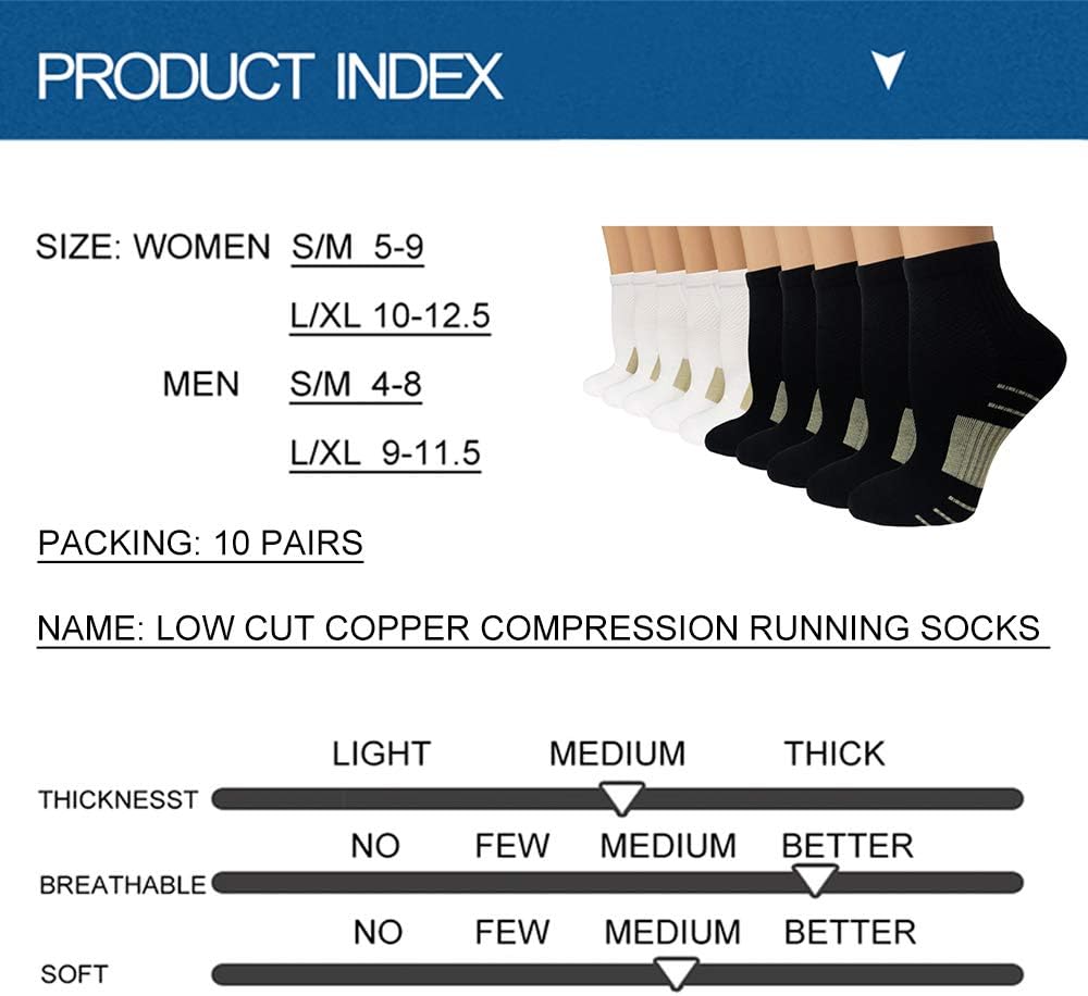 Iseasoo Copper Compression Socks for Men & Women – Plantar Fasciitis Relief, Ankle Support & Circulation – Running & Recovery