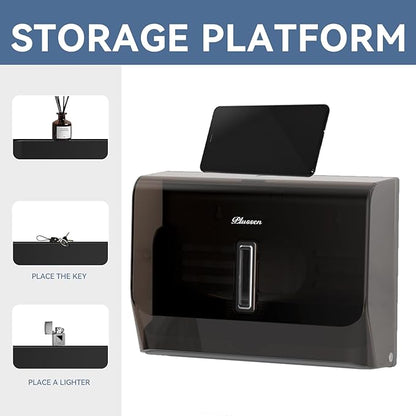 Paper Towel Dispenser Adhesive Wall Mounted,200+ Multifold Trifold c-Fold Hand Paper Towel Dispenser for Bathroom 10.8" L x 3.5" W x 8" H