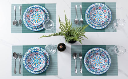 Melamine Dinnerware Sets, 12-Piece Dinner Dishes Set Service for 4