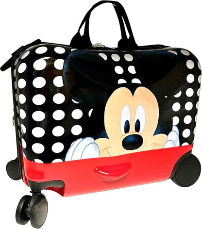 Fast Forward Ride-On 18"" Suitcase For Kids/Tow-Along Toddler Carry-On Luggage With Wheels (Mickey Mouse), Large