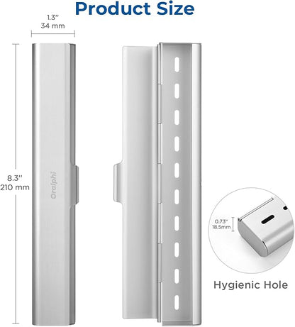 Aluminum Toothbrush Travel Case, Portable Travel Toothbrush Holder, Durable Manual Toothbrush Box Container for Traveling, Bathroom, Camping, Business Trip-1Pack Silver