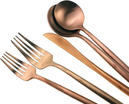 Gugrida 20-Piece 18/10 Stainless Steel Flatware Silverware, Luxury Dinnerware Set Travel Cutlery Tableware Include Knife Fork Spoon Service for 4,Healthy & Eco-Friendly Dishwasher Safe (Rose Gold)