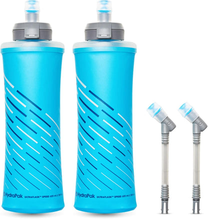 HydraPak UltraFlask Speed (500ml or 600ml) - Collapsible Soft Flask Water Bottle for Hydration Vests and Running Packs with Easy Open Cap