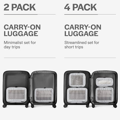 Aerotrunk Compression Packing Cubes for Travel - Luggage Organizer Bags - Double Zipper Packing Cubes for Suitcases (2-Pack, Light Grey)