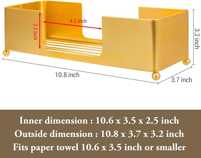MyGift Gold Paper Towel Holder, Toilet Paper Towel Dispenser for Bathroom, C fold Paper Towel Holder Countertop for Commercial & Home Use, Modern Brass Finish Metal