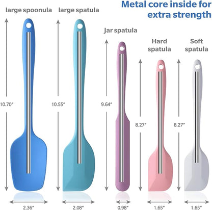 Wanbasion 5 Piece Premium Silicone Spatula Set Heat Resistant, Colorful Rubber Baking Spatula Set, Kitchen Spatula Set Dishwasher Safe for Nonstick Cookware Cooking Mixing Multicolor-6