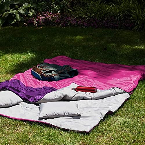 oaskys Double Sleeping Bag for Adults with 2 Pillows - Queen Size XL Waterproof Sleeping Bag for All Season Camping Hiking Backpacking 2 Person Sleeping Bags for Cold Weather & Warm