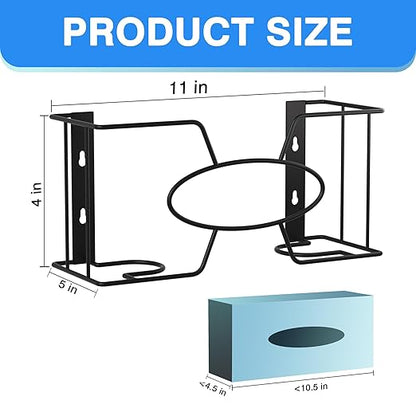 Glove Box Holder for Wall Mount, Disposable Glove Dispenser, Metal Box Organizer for Rubber Latex Gloves Facial Tissue