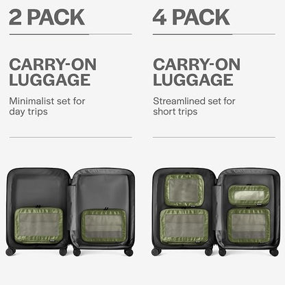Aerotrunk Compression Packing Cubes for Travel - Luggage Organizer Bags - Double Zipper Packing Cubes for Suitcases (2-Pack, Olive)