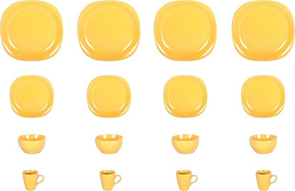 Stoneware Square 16pc Dinnerware Set, Matte Yellow