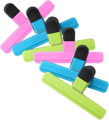 6 Pack Heavy Duty Bag Clip - Large Food Storage Clips for Chips, Snacks, Seal Bags - Durable Plastic Sealing Clips for Home, Office (3.5 x 6 Inch)