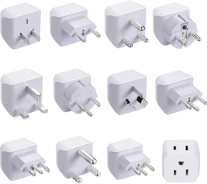Ceptics World Travel Adapter Set - 2 in 1 USA to Europe, Asia, Africa, India, Japan, Australia, Brazil, China, Israel and more - 11 Pack - Safe Grounded - Works with Cell phones, Laptops, Chargers