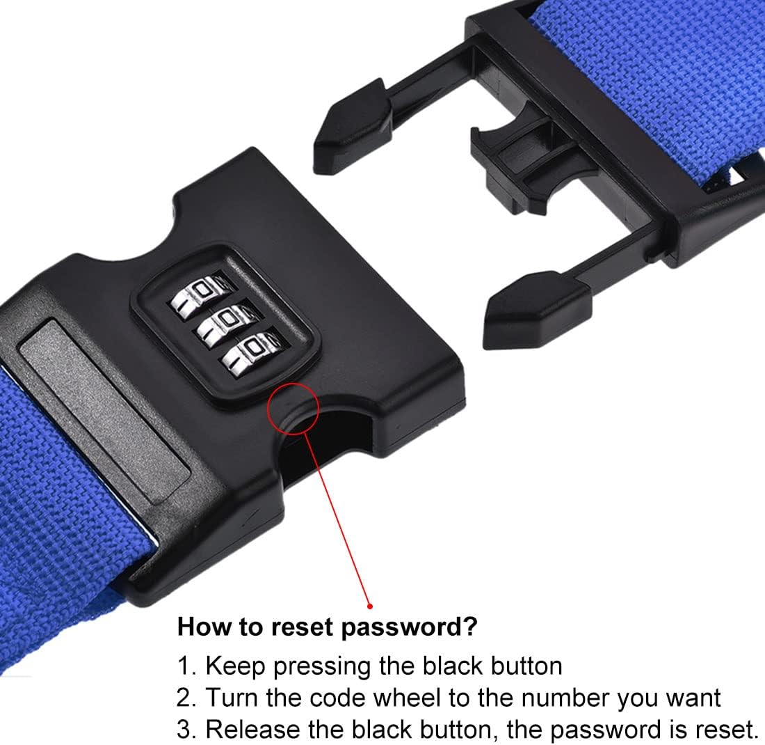 uxcell Luggage Straps Suitcase Belts with Buckle, Combination Lock, Adjustable Travel Packing Accessories