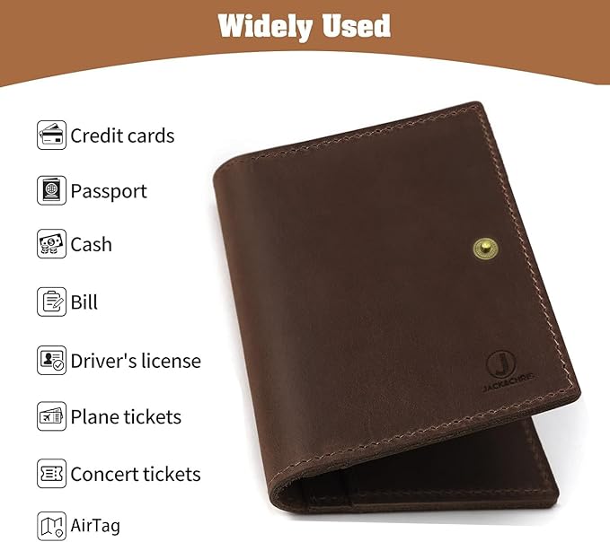 Jack&Chris Genuine Leather Passport Holder For Travel, RFID Blocking Handmade Passport Holder with Card Case Organized & Safe, Quality Travel Essentials for Women and Men for Gifting, Red Brown