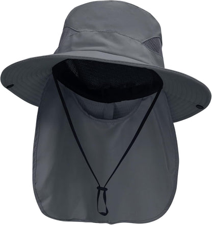 NPJY Sun Fishing Hats with Neck Flap for Men Women UV Sun Protection Bucket Hat