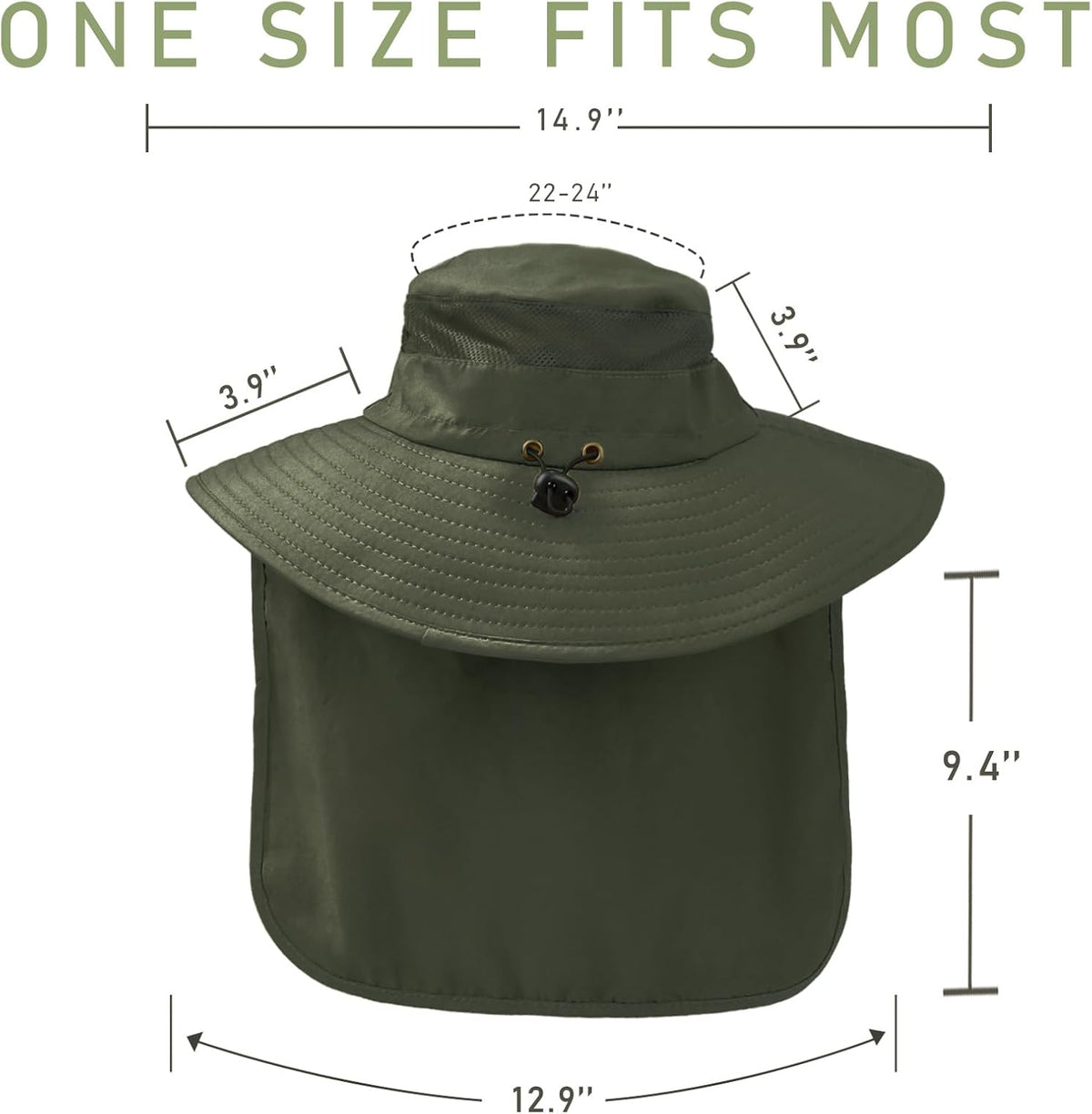 Fishing Hat Breathable Wide Brim Sun Hats with Neck Flap Bucket Hat Outdoor Safari Hat for Men Women UPF 50+ Sun Protection