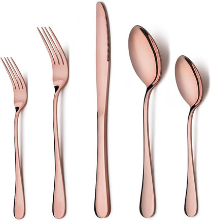 LIANYU 10-Piece Copper Silverware Set