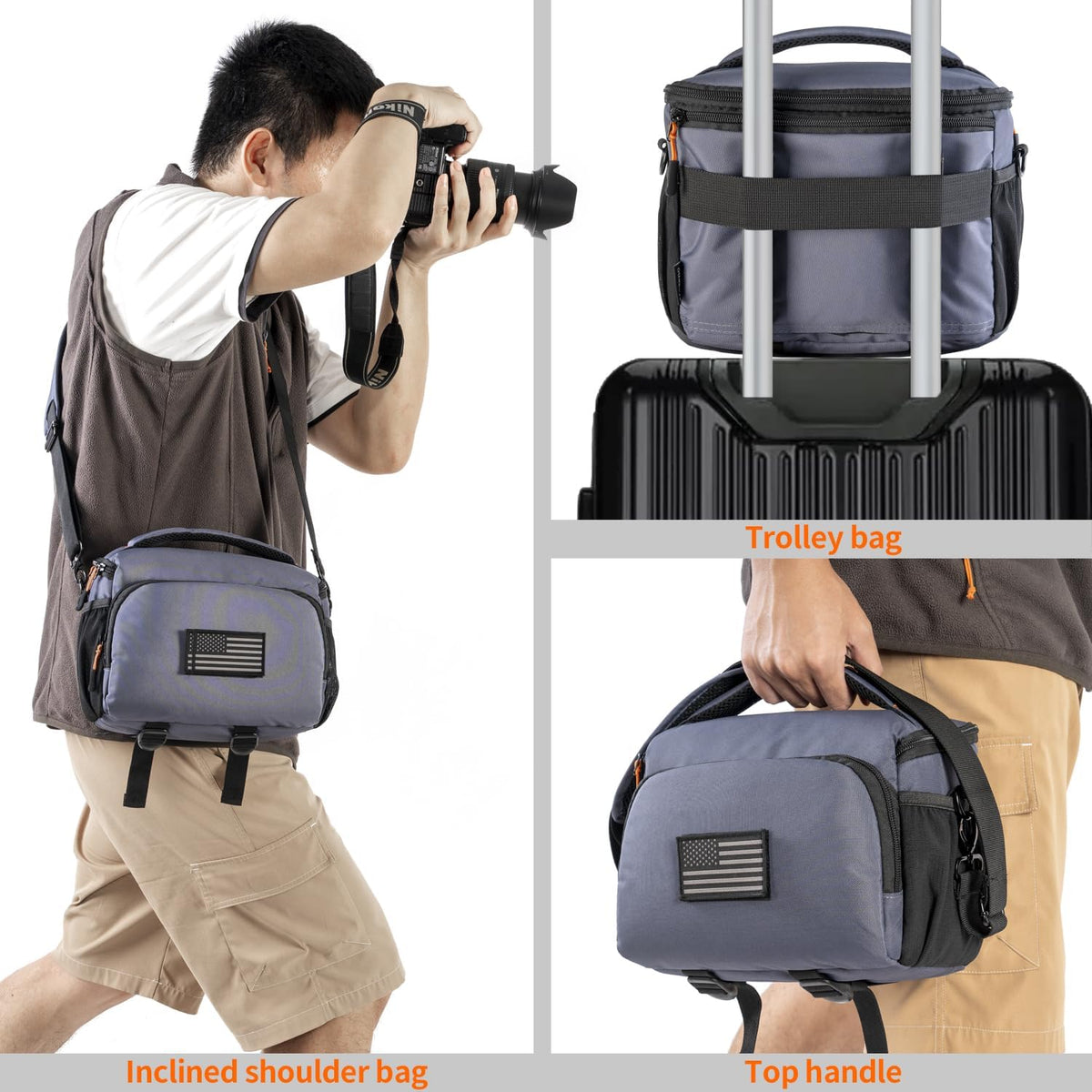 Camera Bag, Protective Covers Photography Shoulder Bag Compatible for Nikon, Canon, Sony DSL/SLR/Mirrorless Equipment Travel Waterproof