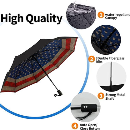 LLanxiry Compact Travel Umbrella, Mini Windproof Umbrellas for Rain & Sun, Small Lightweight Outdoor UV Umbrella, Portable Folding Umbrellas for Travel