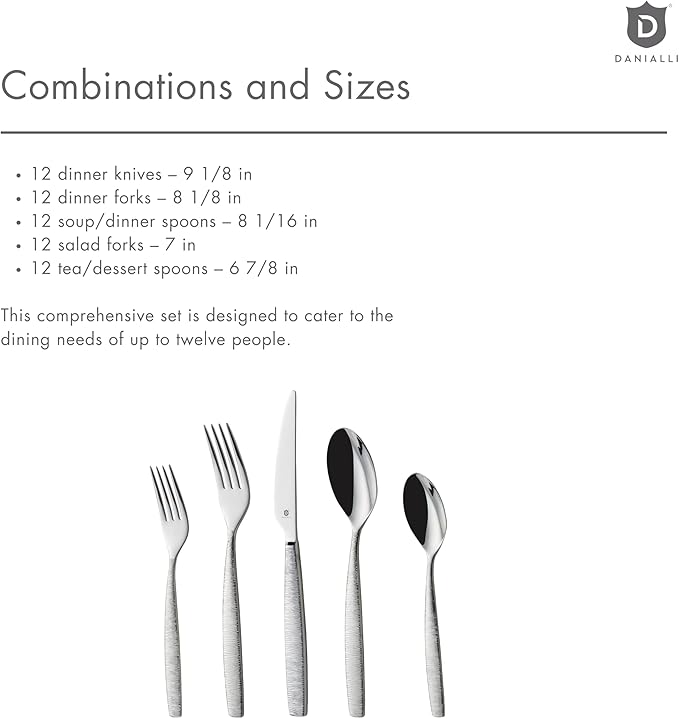 Engraved Silverware Set for 12 | 18/10 Stainless Steel Flatware with Mirror Finish and Engraved Handles | Heavy-Duty, Dishwasher Safe, Built to Last (60-Piece, Mezzano Engraved)