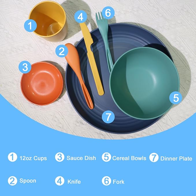 Wheat straw plates and bowls sets