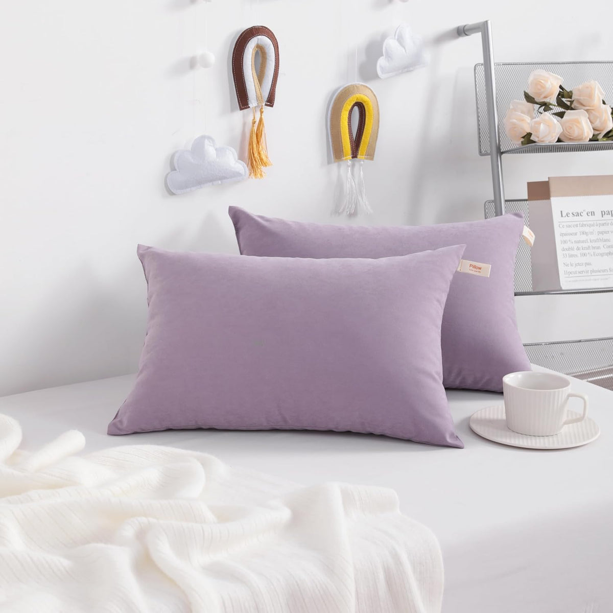NTBAY Toddler Pillows, Down Alternative 13"x18" Pillows, Machine Washable - Soft and Breathable Travel Small Pillows for Sleeping, Ideal for Daycare, Crib, Cot, Lavender