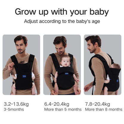 Baby Carrier Newborn to Toddler,Newborn Carrier(7-25lbs) with Head Support, Cozy Baby Wrap Carrier, with Hook&Loop for Easily Adjustable, Soft Fabric (Breathable Black) (All-Black)