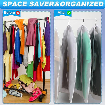 Amylove 50 Pcs 24'' x 32'' Clear Garment Bags Full Zipper Suit Bags Lightweight Clothes Cover for Hanging PEVA Protectors Breathable Dust Cover Plastic