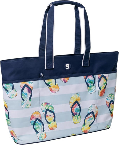 geckobrands Oversized Beach Tote – Large and Stylish Beach Bag with 4 Exterior Pockets and Zippered Internal Compartment