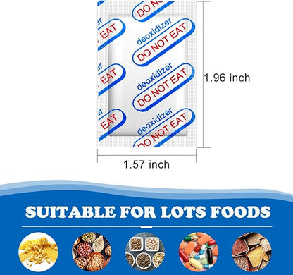 100 Packs 400CC Oxygen Absorbers (10 Packs in Individual Vacuum Bag), Food Grade Oxygen Absorbers for Food Storage, Perfect for Mylar Bags, Canning, Mason Jars