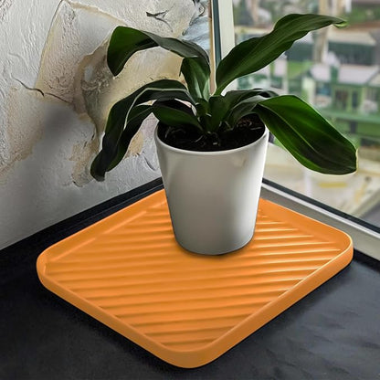 Silicone Organizer Tray for Kitchen Sink and Bathroom, Dishwasher Tray, Versatile Bathroom and Drawer Organizer Trays, Non-Slip Countertop (Orange)