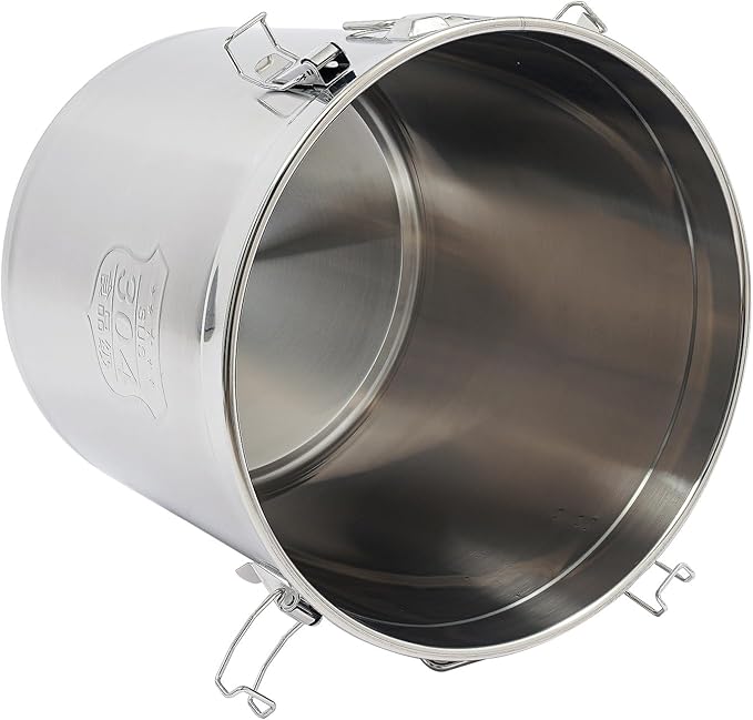 DYNAMI 12.7Gal 304 Stainless Steel Rice Storage Container,Extra Large Food Grade Canister,40-90Lbs Sealed Rice Bucket with Airtight Lid and Locking Buckle,for Rice, Flour, Grain (48L)