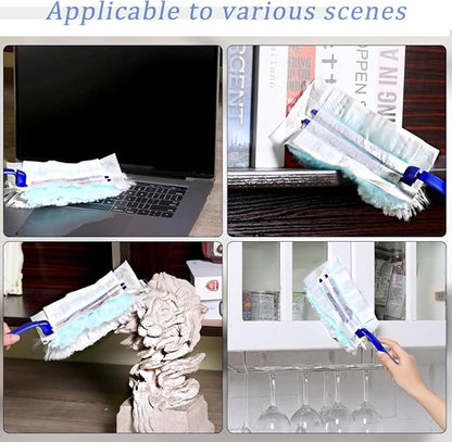 30 Pack Duster Refills Compatible with Swiffer Duster, Heavy Duty Multi Surface Duster Replacement with 1 Extra Handle for Cleaning Furniture, Blinds, Ceiling Fans and Car