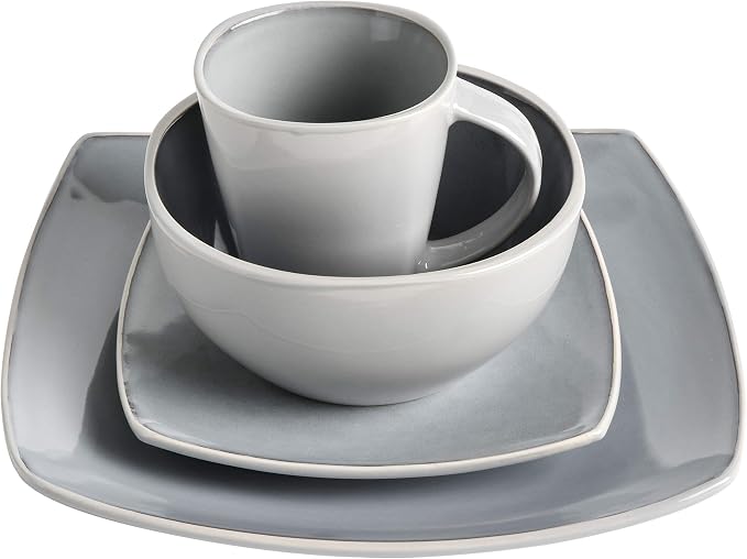 Gibson Elite Soho Lounge Square Reactive Glaze Stoneware Dinnerware Set