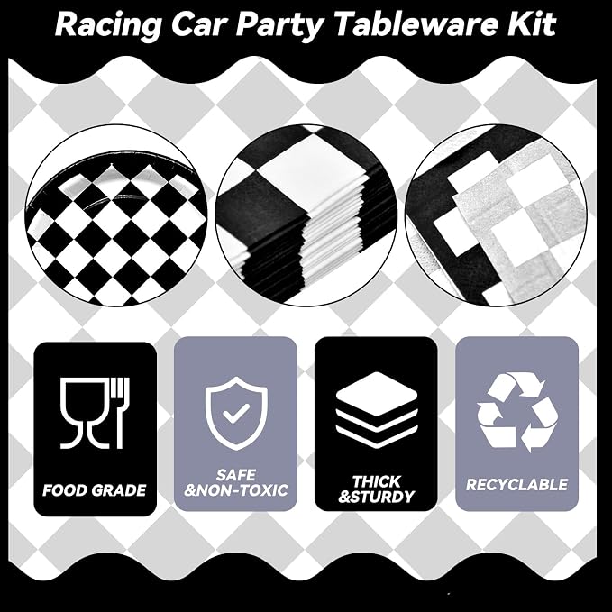96 Pieces Racing Theme Party Supplies